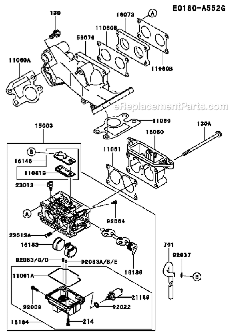 Page B Diagram and Parts List for FD711D CS00 Kawasaki Engine