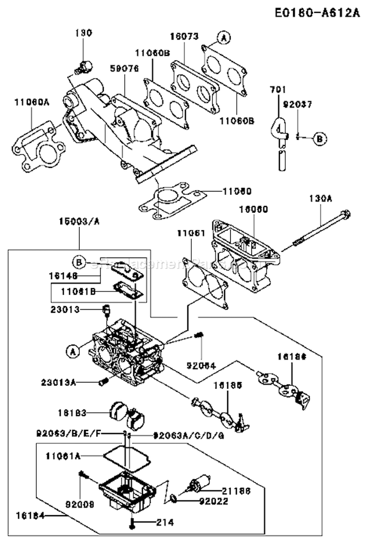 Page B Diagram and Parts List for FD711D CS01 Kawasaki Engine
