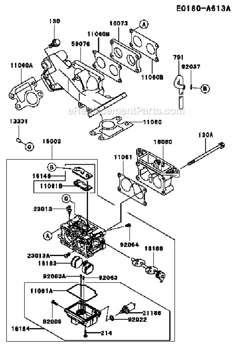 Page B Diagram and Parts List for FD711D ES01 Kawasaki Engine