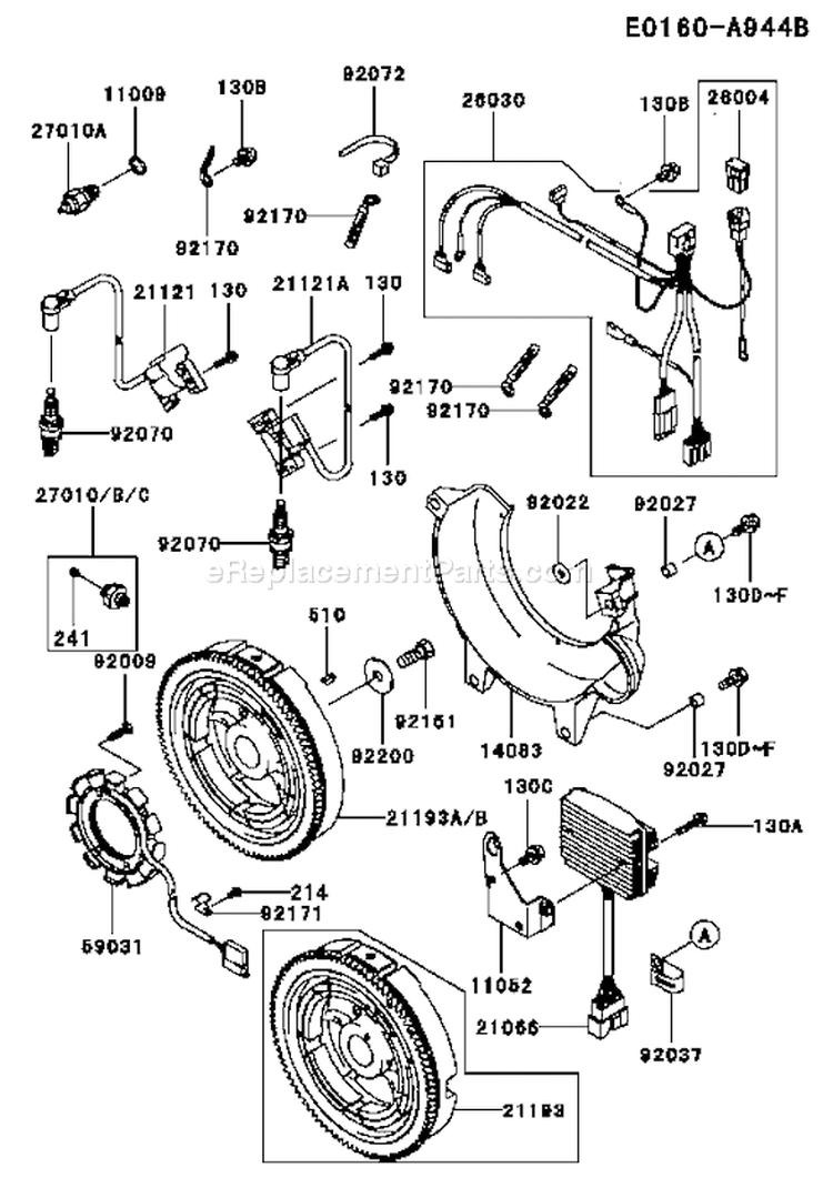Page F Diagram and Parts List for FD711D ES01 Kawasaki Engine