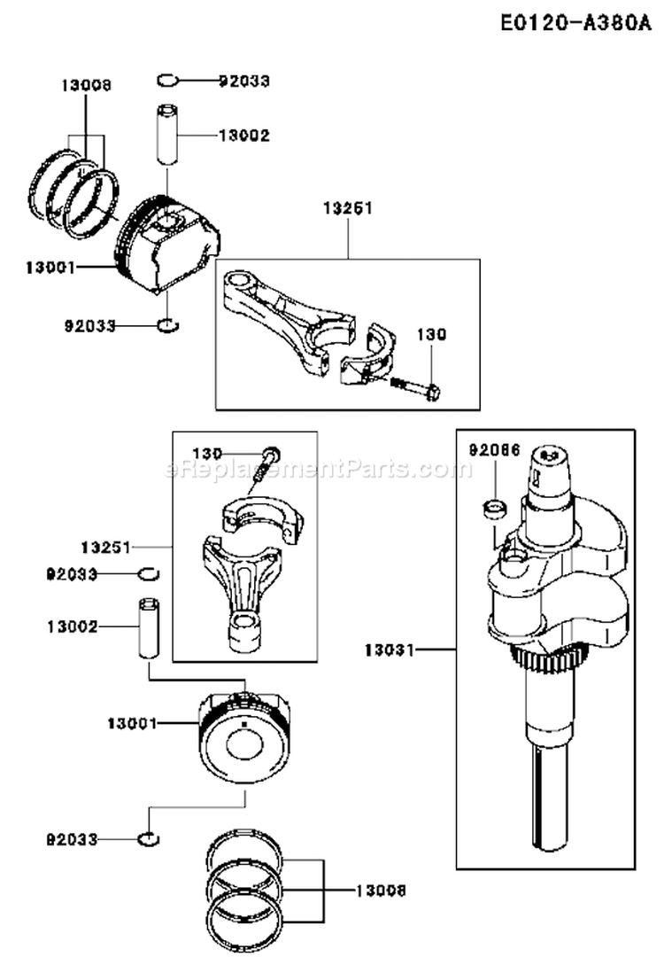 Page J Diagram and Parts List for FD731V AS08 Kawasaki Engine