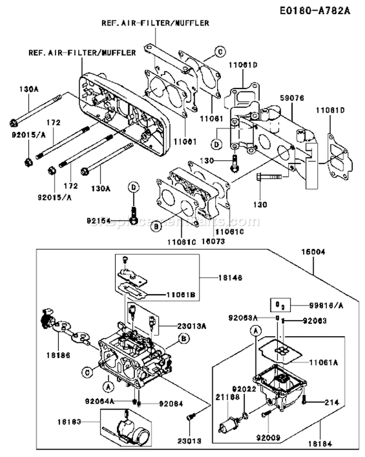 Page B Diagram and Parts List for FD731V AS08 Kawasaki Engine