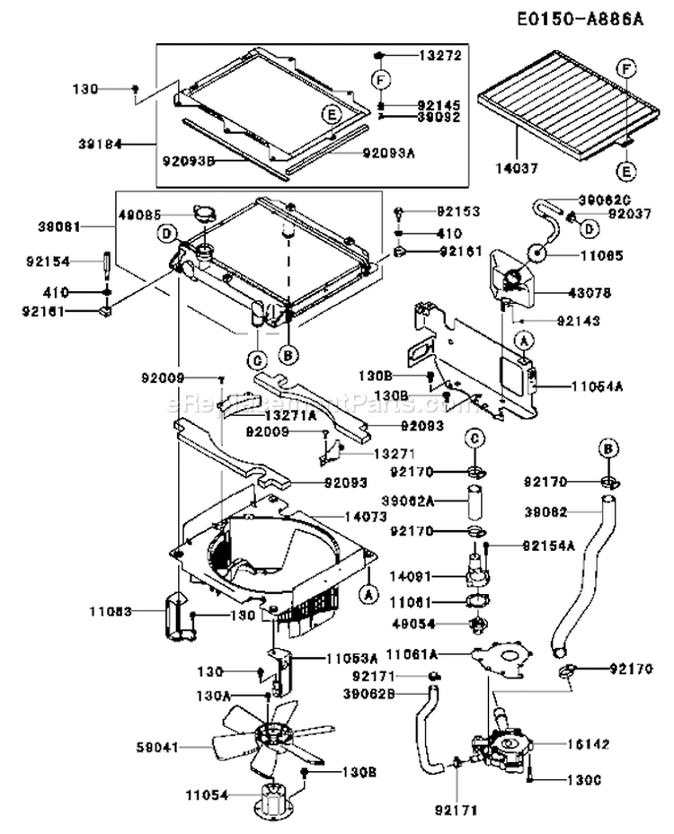 Page D Diagram and Parts List for FD731V AS08 Kawasaki Engine