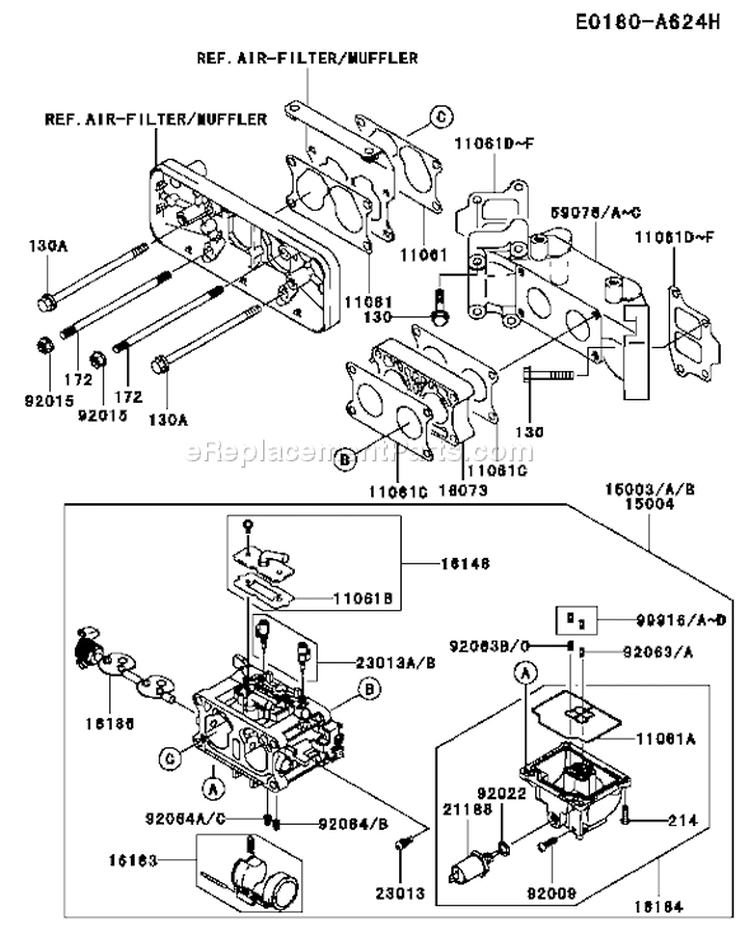 Page B Diagram and Parts List for FD731V CS03 Kawasaki Engine