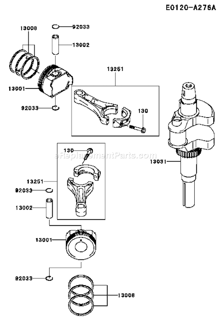 Page J Diagram and Parts List for FD731V AS01 Kawasaki Engine