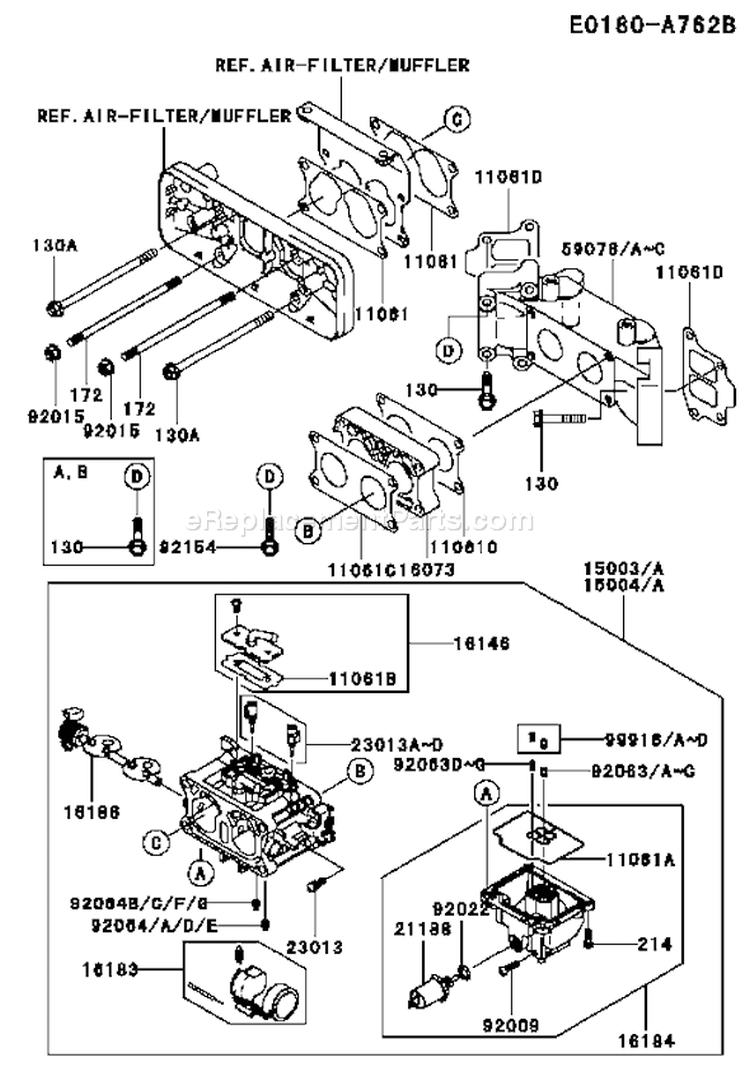 Page B Diagram and Parts List for FD731V CS04 Kawasaki Engine