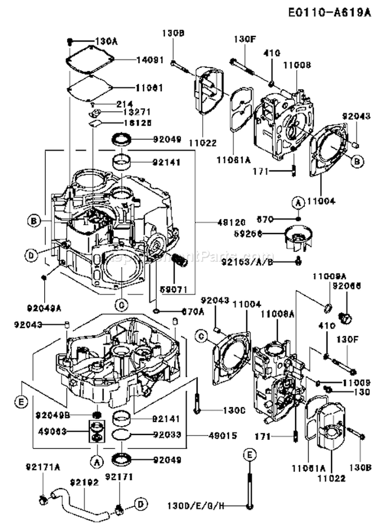Page E Diagram and Parts List for FD731V CS05 Kawasaki Engine