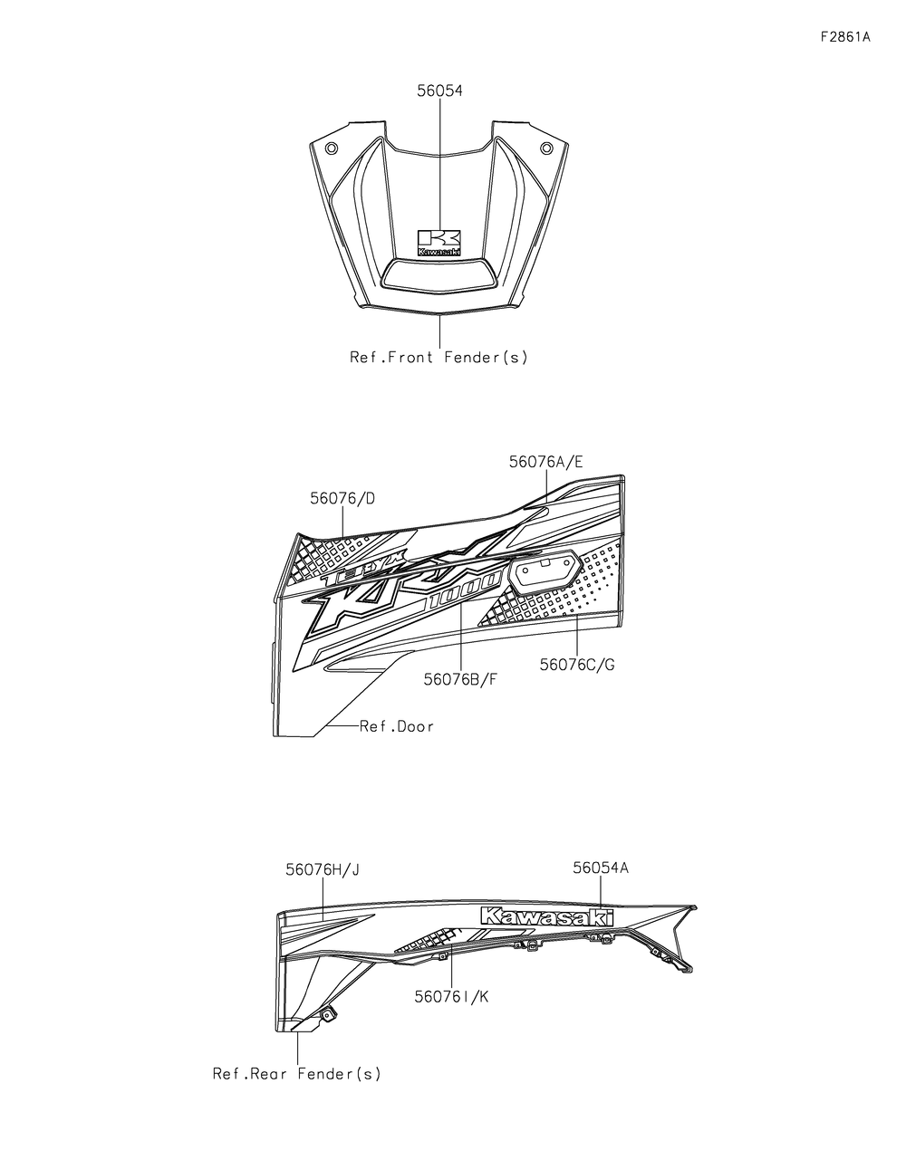 Decals(Blue) Diagram and Parts List for KRF1000AMFNL 2021 Kawasaki Lawn Tractor Accessories