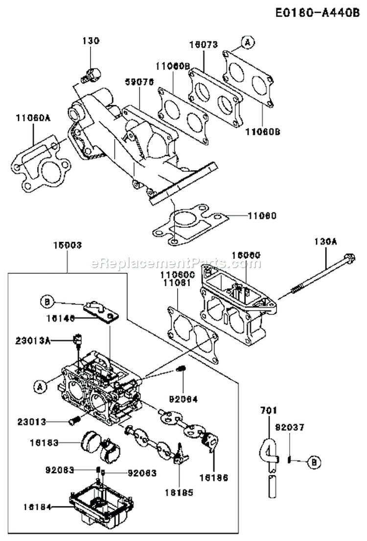 Page B Diagram and Parts List for FD750D AS01 Kawasaki Engine