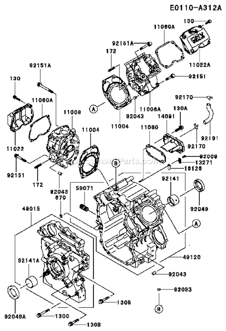 Page E Diagram and Parts List for FD750D AS01 Kawasaki Engine