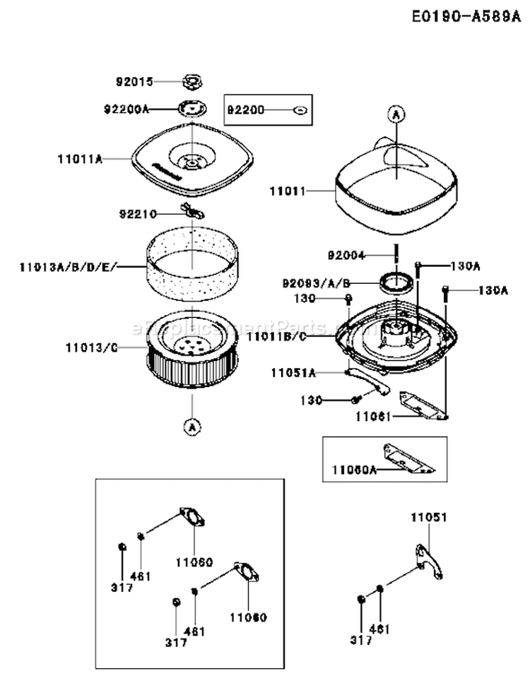 Page A Diagram and Parts List for FD750D AS04 Kawasaki Engine