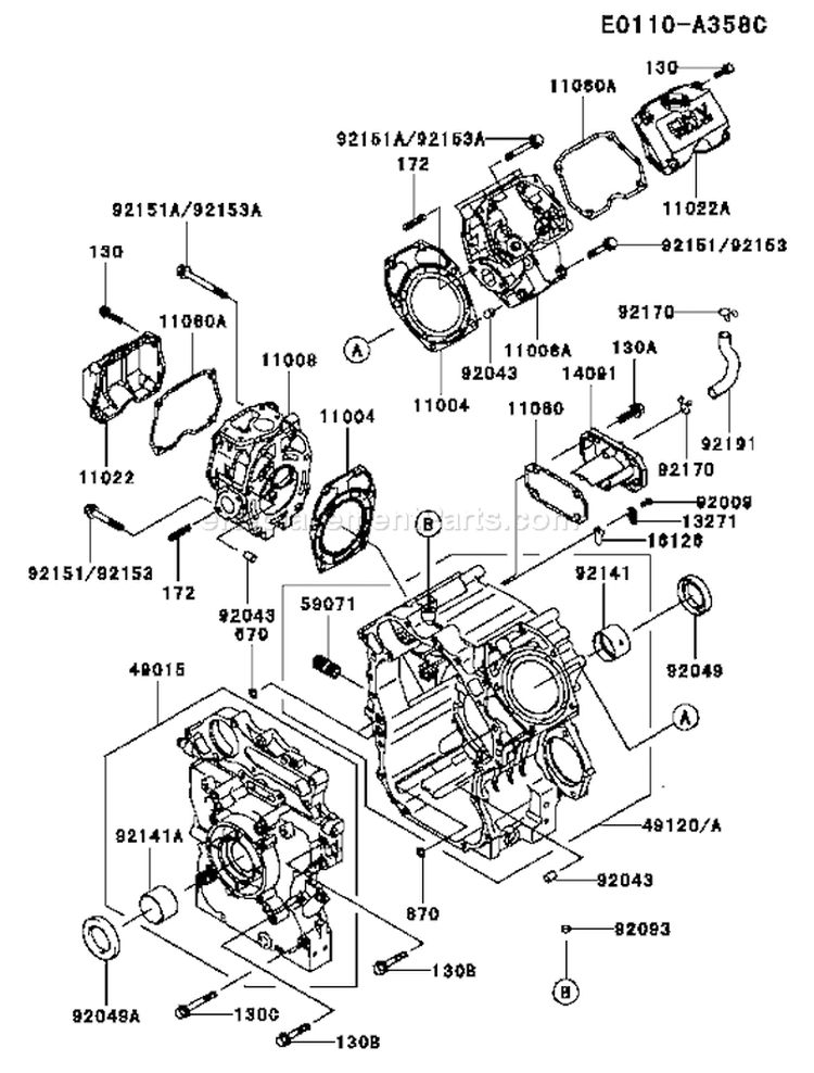Page E Diagram and Parts List for FD750D AS04 Kawasaki Engine