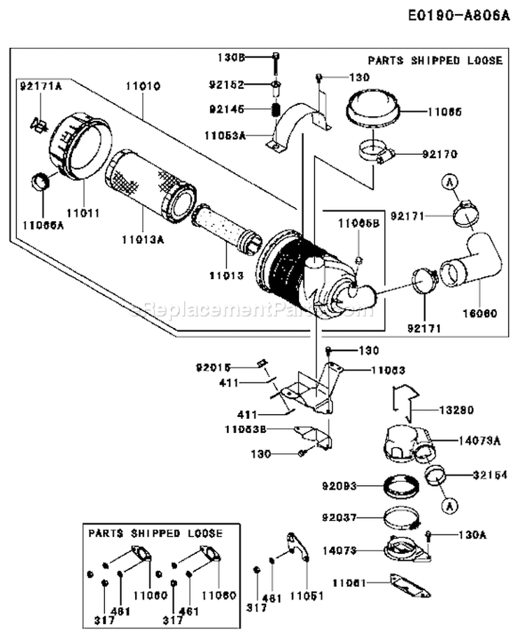 Page A Diagram and Parts List for FD750D AS11 Kawasaki Engine