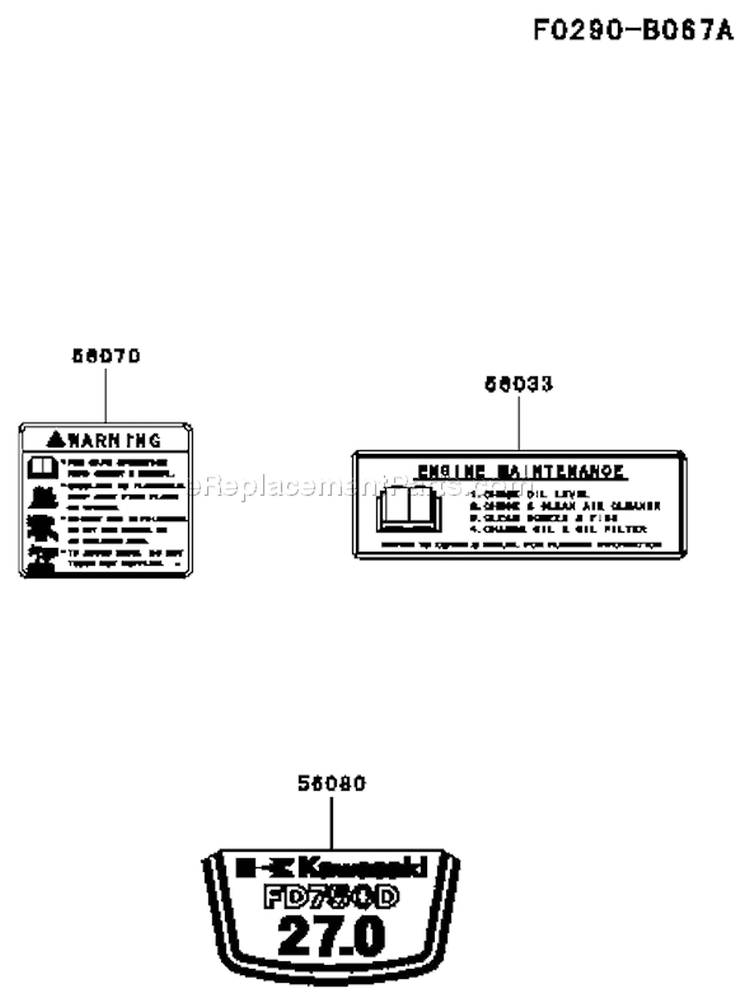 Page H Diagram and Parts List for FD750D AS11 Kawasaki Engine