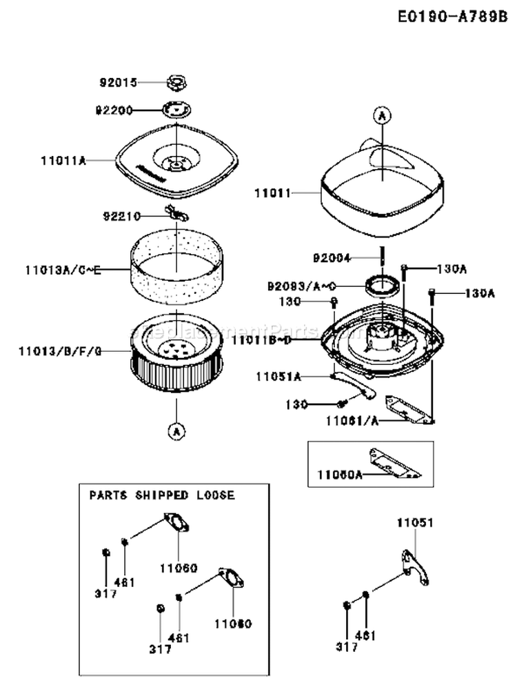 Page A Diagram and Parts List for FD750D AS02 Kawasaki Engine