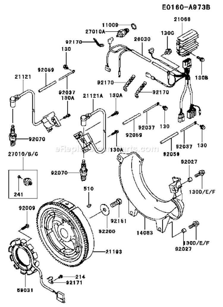 Page F Diagram and Parts List for FD750D AS02 Kawasaki Engine