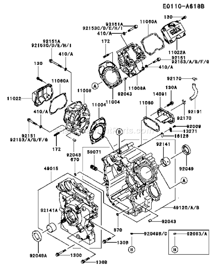 Page E Diagram and Parts List for FD750D DS00 Kawasaki Engine
