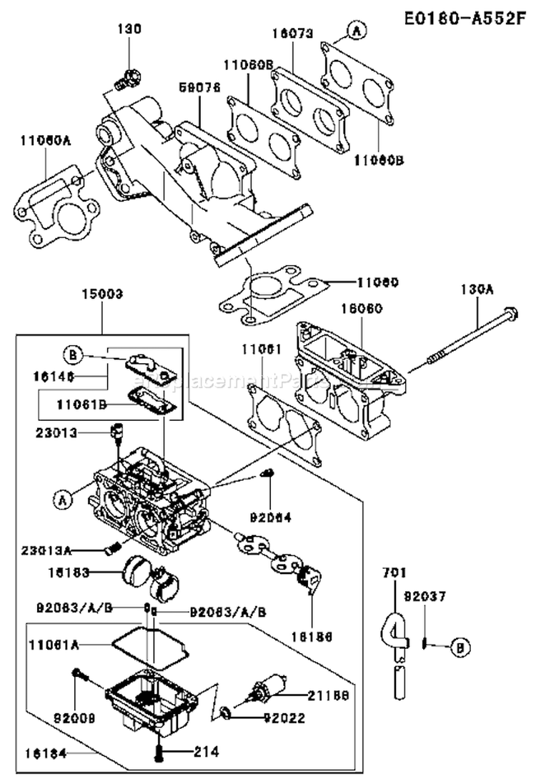 Page B Diagram and Parts List for FD750D CS02 Kawasaki Engine