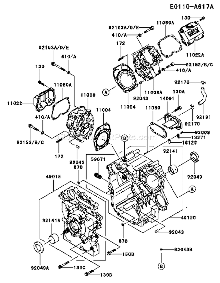 Page E Diagram and Parts List for FD750D CS02 Kawasaki Engine