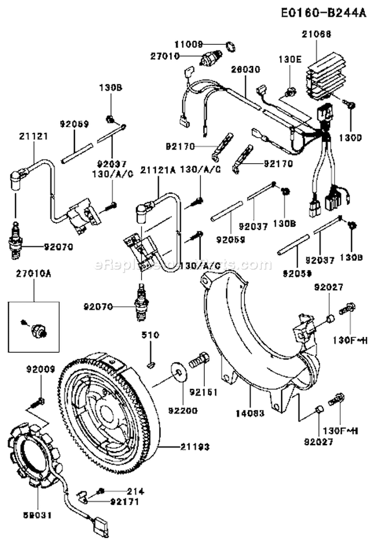 Page F Diagram and Parts List for FD750D CS02 Kawasaki Engine