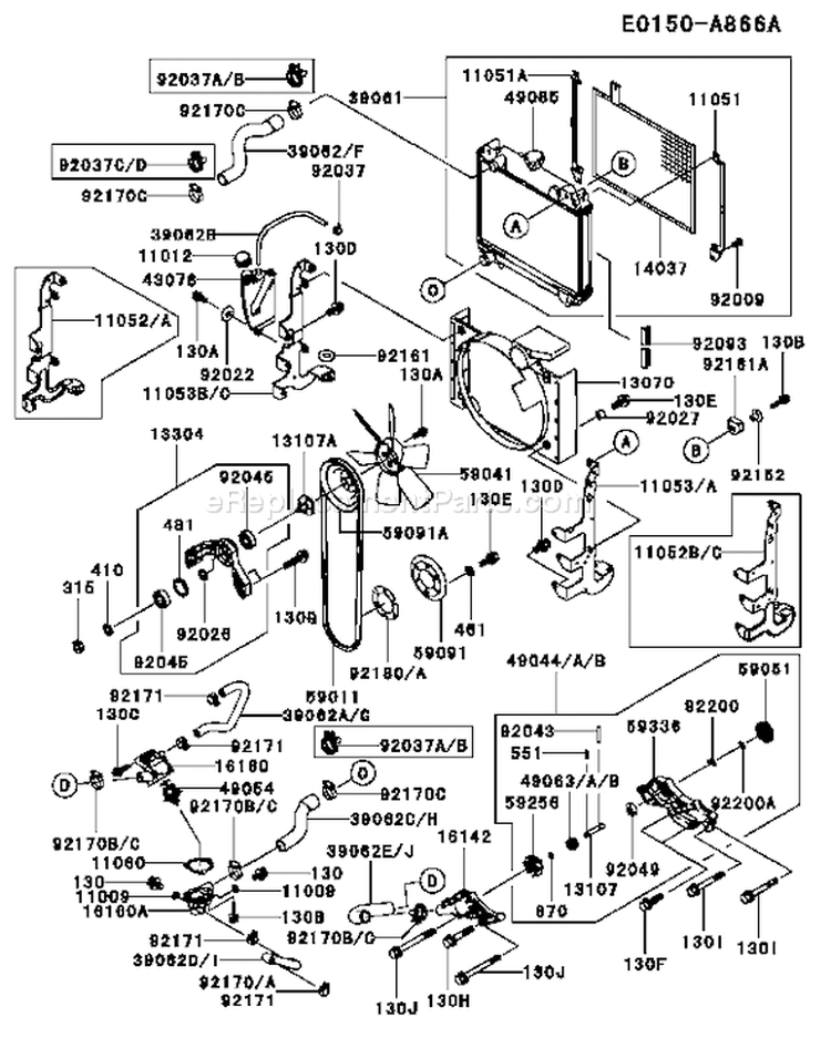 Page D Diagram and Parts List for FD750D DS05 Kawasaki Engine