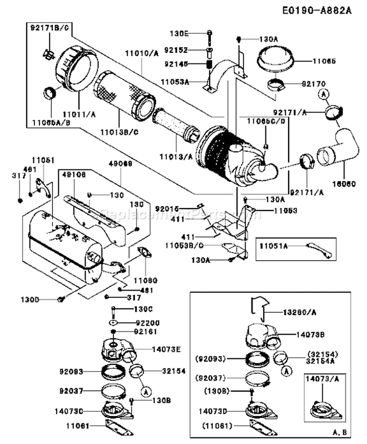 Page A Diagram and Parts List for FD750D CS06 Kawasaki Engine