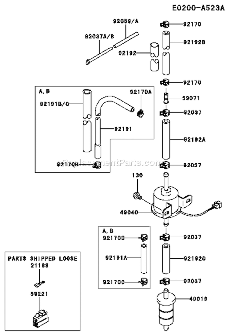 Page G Diagram and Parts List for FD750D DS00 Kawasaki Engine