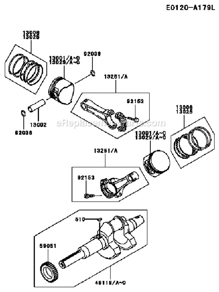 Page J Diagram and Parts List for FD750D DS08 Kawasaki Engine