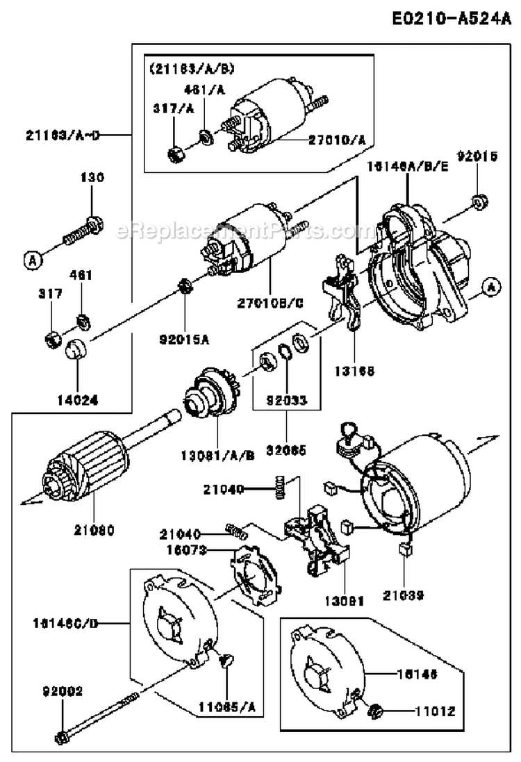 Page K Diagram and Parts List for FD750D DS08 Kawasaki Engine