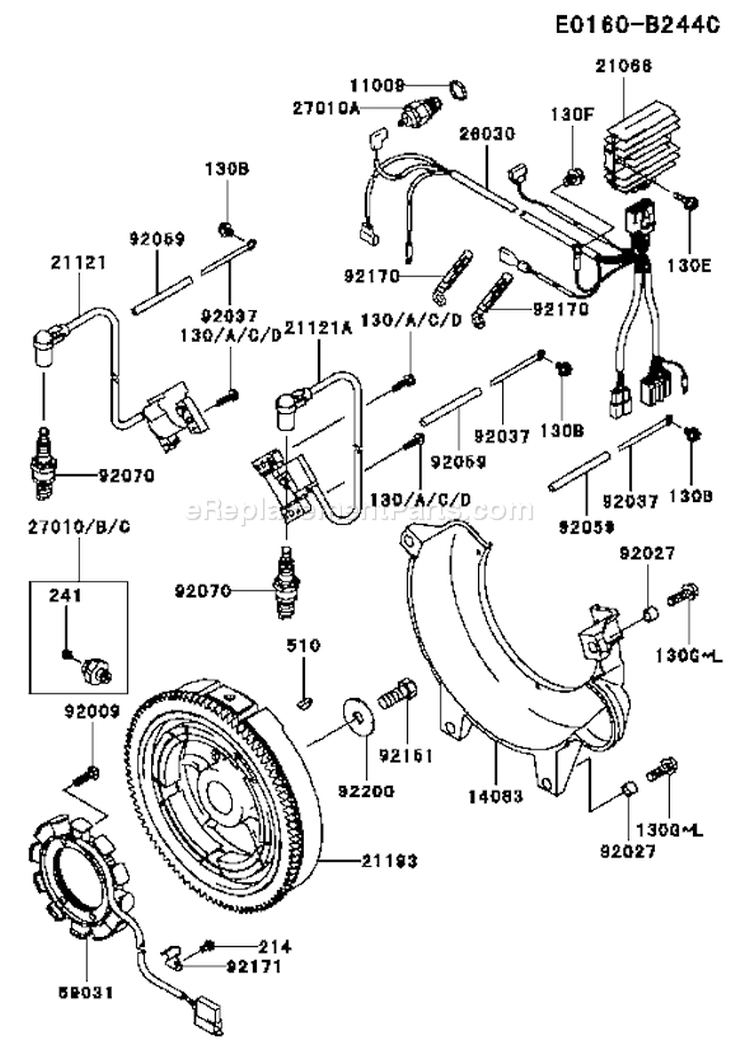 Page F Diagram and Parts List for FD750D CS08 Kawasaki Engine