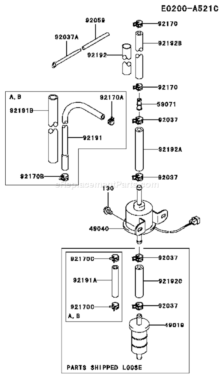 Page G Diagram and Parts List for FD750D CS08 Kawasaki Engine