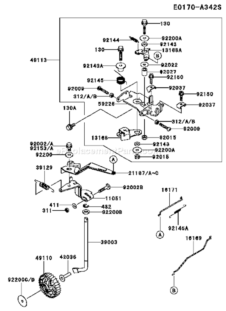 Page C Diagram and Parts List for FD750D ES03 Kawasaki Engine
