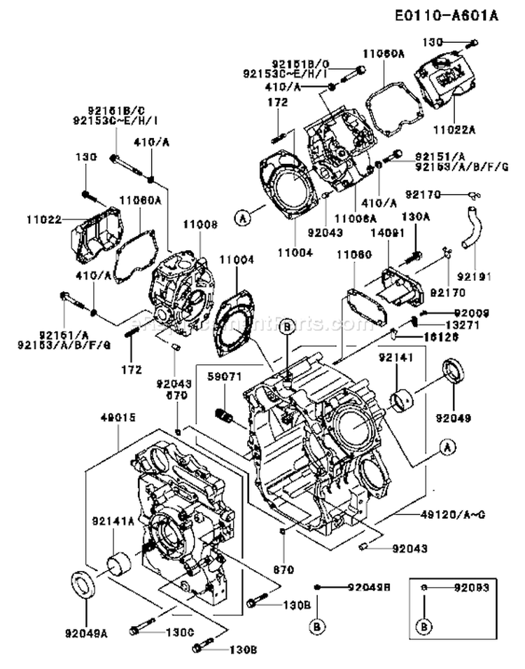 Page E Diagram and Parts List for FD750D ES03 Kawasaki Engine