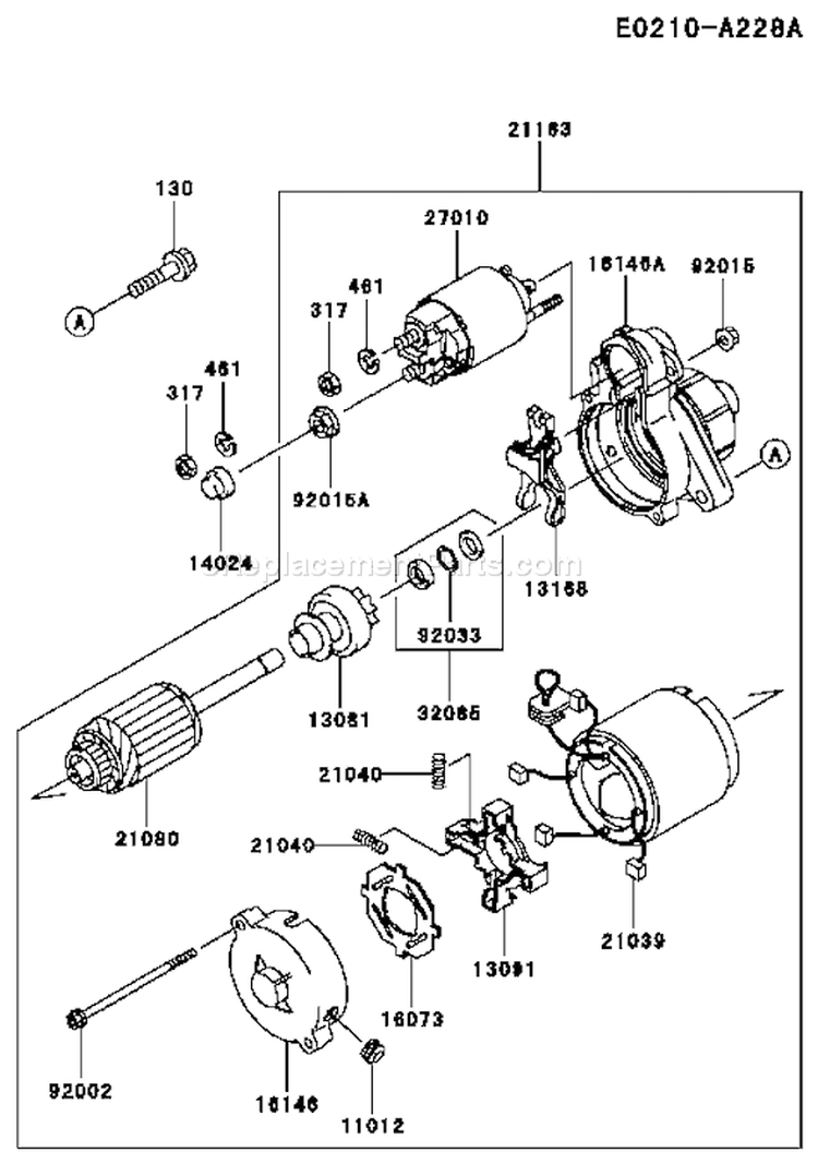 Page K Diagram and Parts List for FD750D AS04 Kawasaki Engine