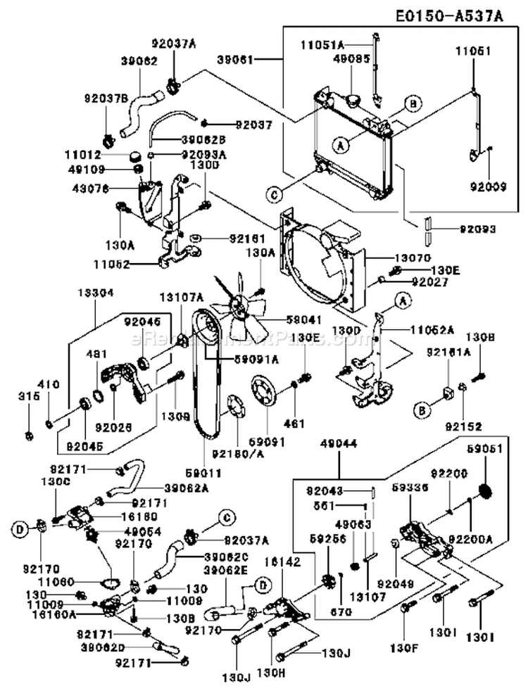 Page C Diagram and Parts List for FD791D AS03 Kawasaki Engine