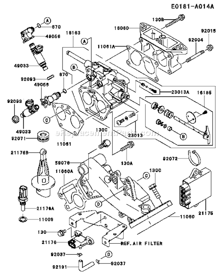 Page J Diagram and Parts List for FD791D AS07 Kawasaki Engine