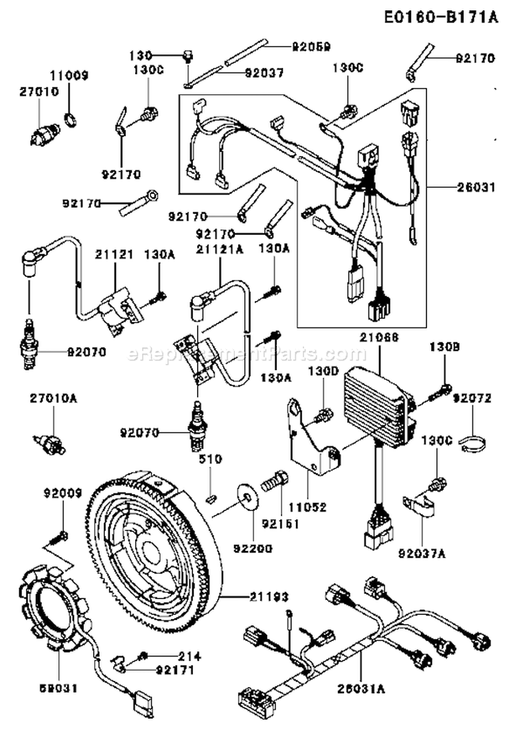Page E Diagram and Parts List for FD791D AS07 Kawasaki Engine