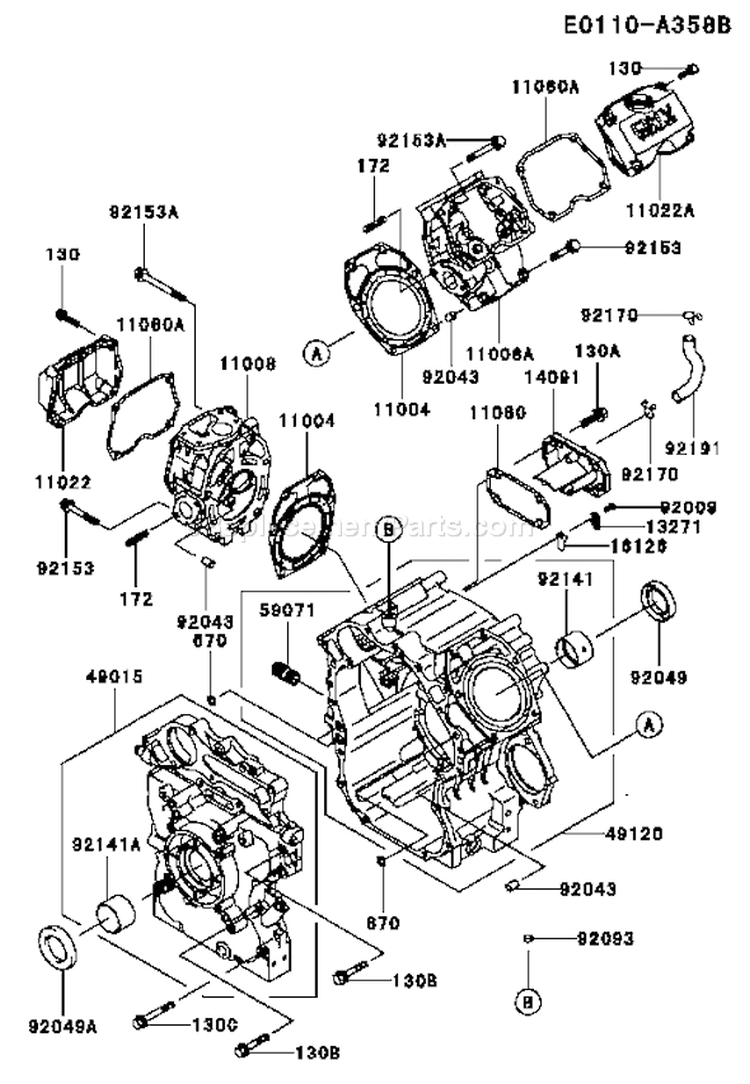 Page E Diagram and Parts List for FD750D BS01 Kawasaki Engine
