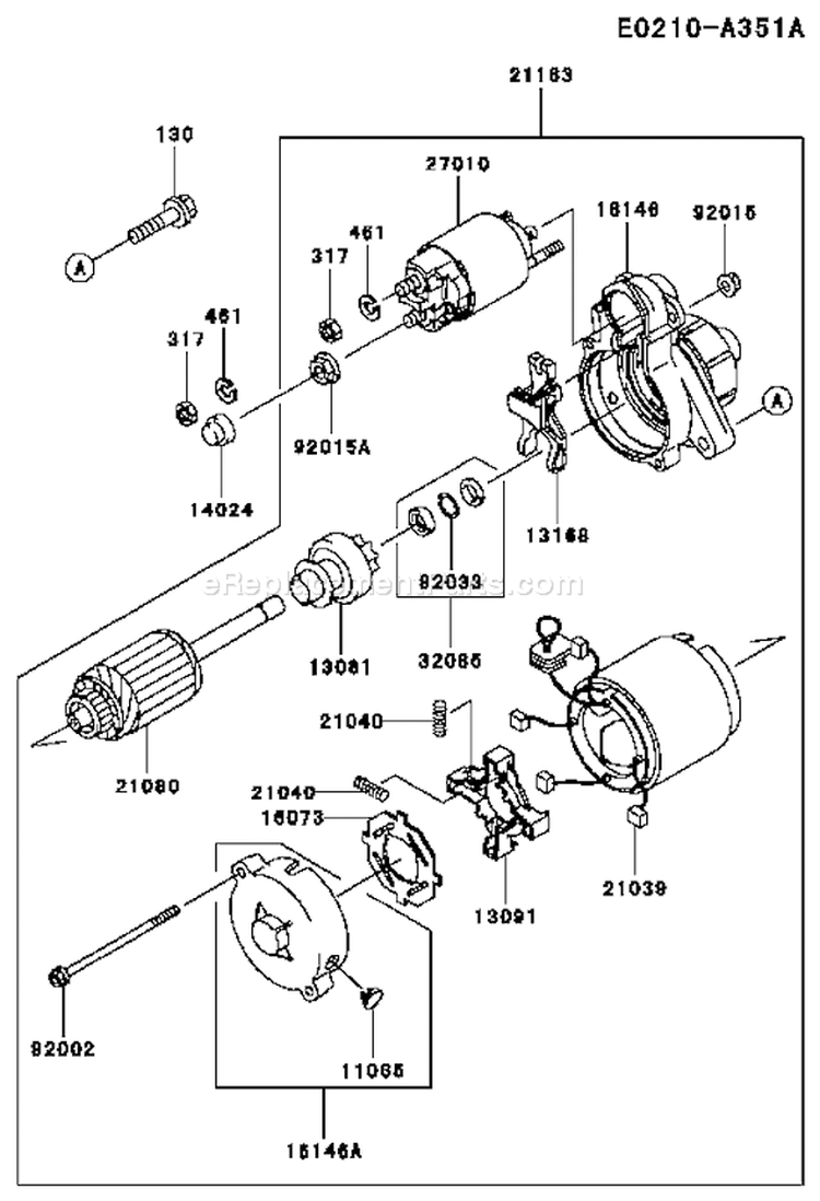 Page K Diagram and Parts List for FD750D BS01 Kawasaki Engine