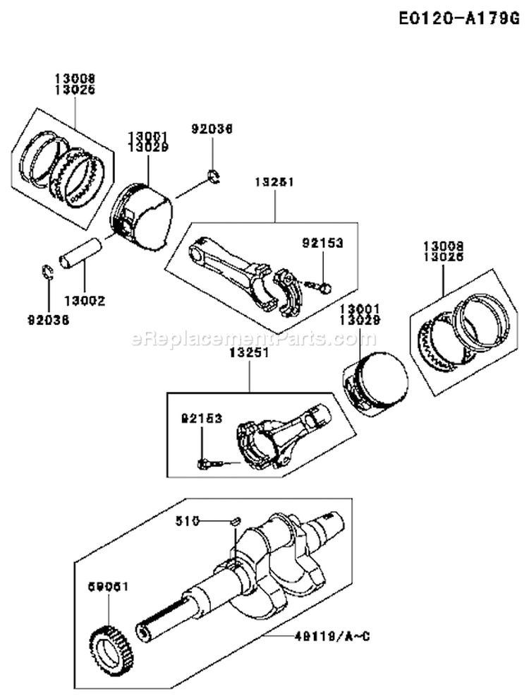 Page J Diagram and Parts List for FD750D BS08 Kawasaki Engine