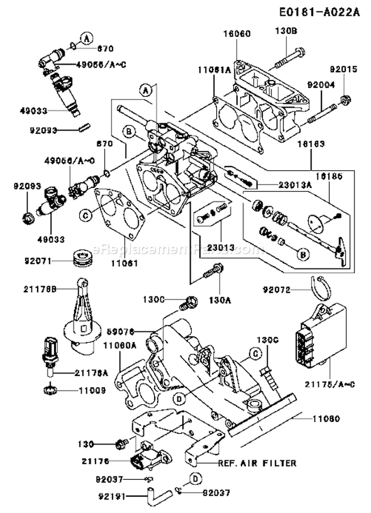 Page J Diagram and Parts List for FD791D BS06 Kawasaki Engine