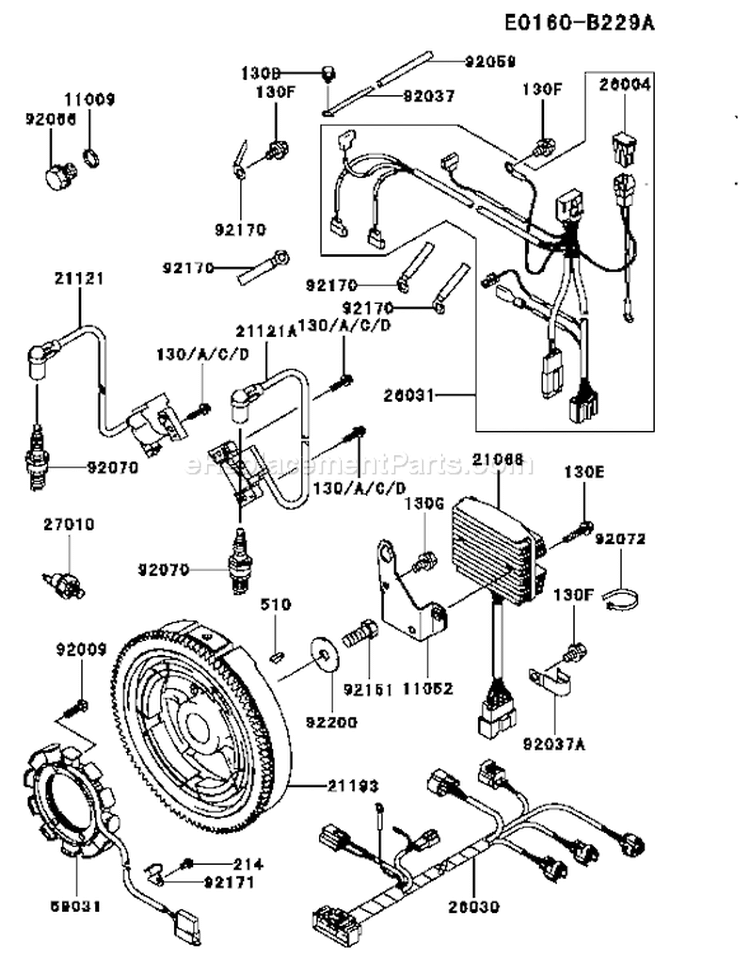 Page E Diagram and Parts List for FD791D BS06 Kawasaki Engine