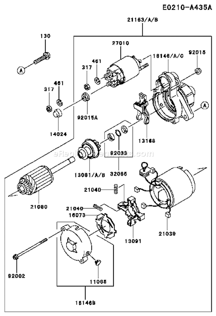 Page K Diagram and Parts List for FD671D CS00 Kawasaki Engine