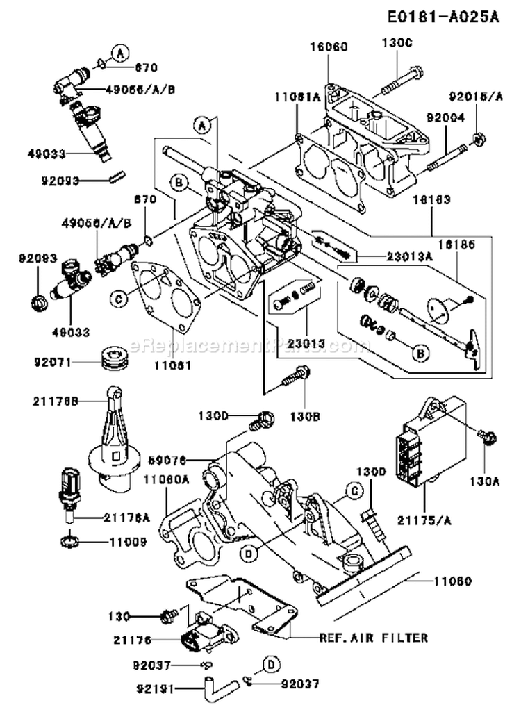 Page K Diagram and Parts List for FD791D DS01 Kawasaki Engine