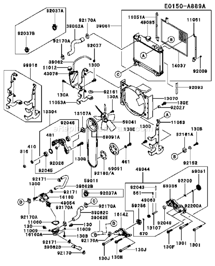 Page C Diagram and Parts List for FD791D DS01 Kawasaki Engine