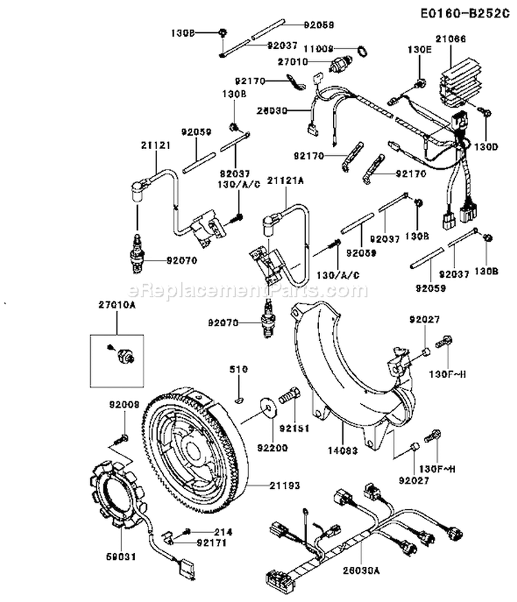 Page E Diagram and Parts List for FD791D DS01 Kawasaki Engine