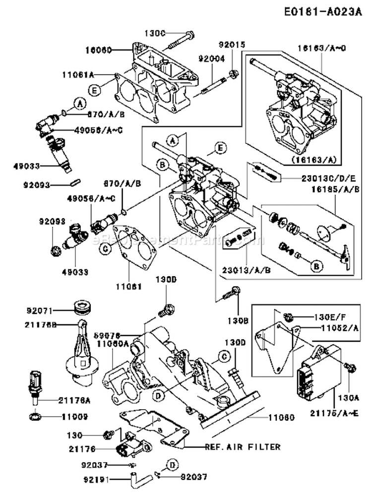 Page K Diagram and Parts List for FD791D CS04 Kawasaki Engine