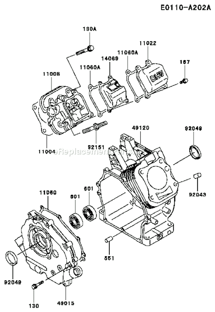 Page E Diagram and Parts List for FE120D AS03 Kawasaki Engine