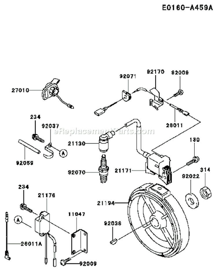 Page F Diagram and Parts List for FE120D AS03 Kawasaki Engine