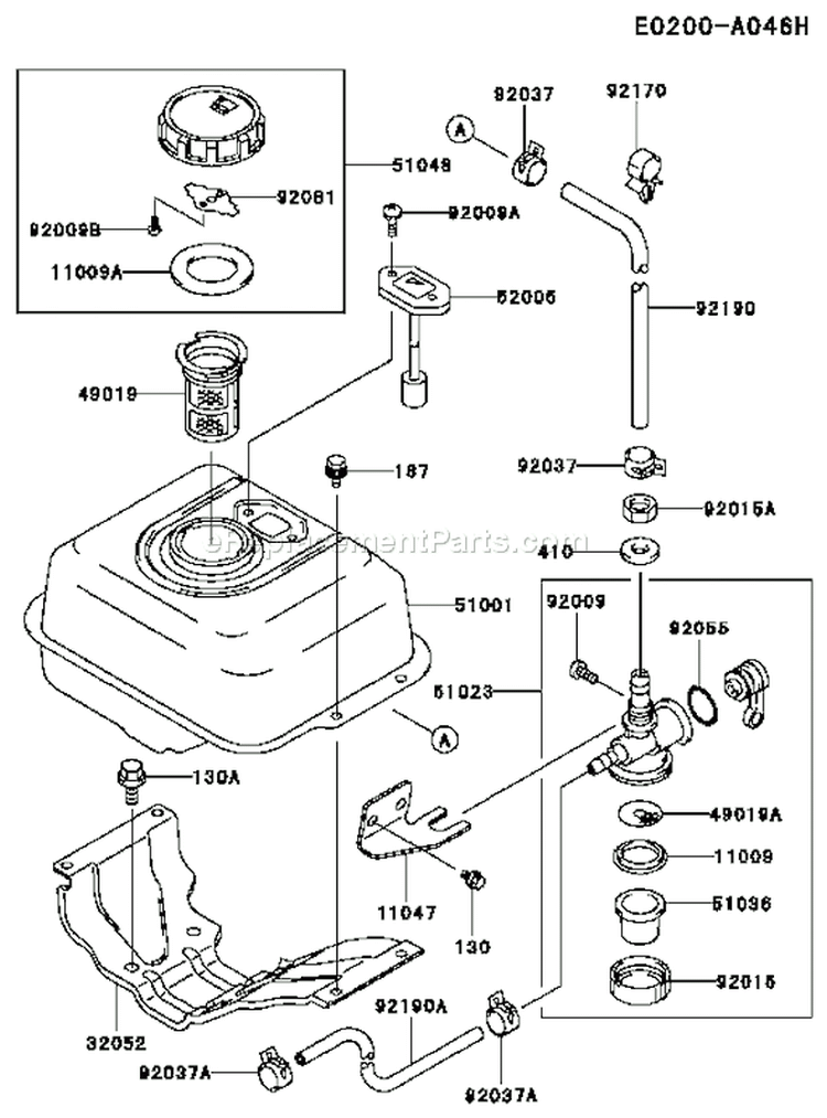 Page G Diagram and Parts List for FE120D AS03 Kawasaki Engine